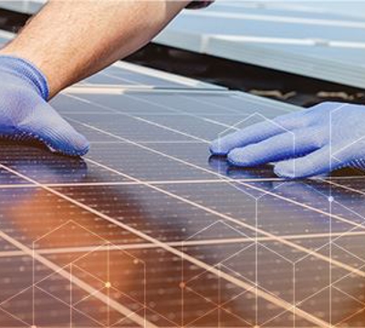 Technician installing solar panels.